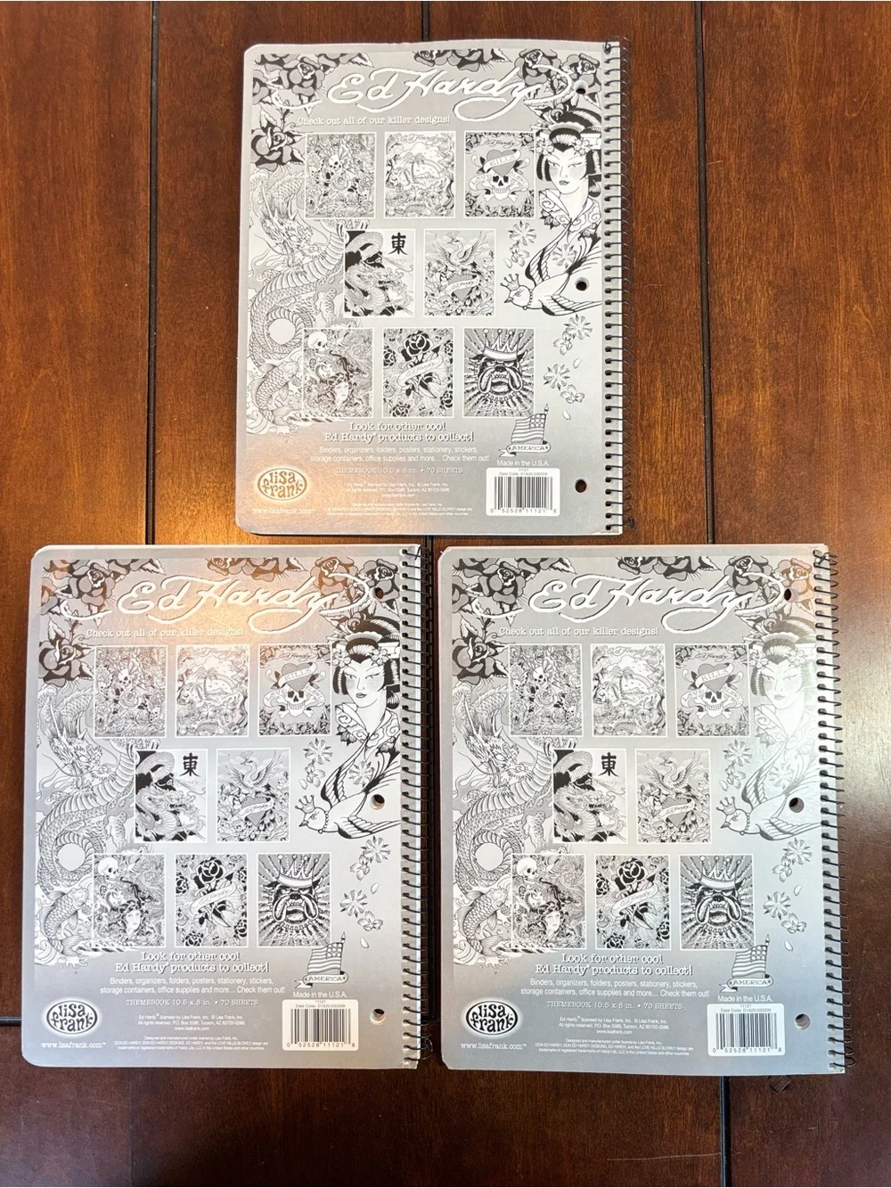 Ed Hardy Set of Three Spiral Notebooks school Supplies Collectibles